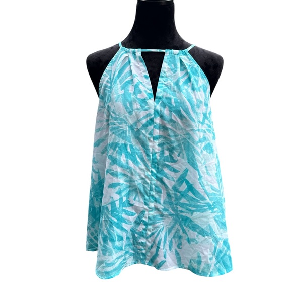 Banana Republic Aqua and White Halter Top size large - Picture 1 of 9